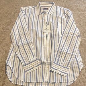 UNTUCKit White and Blue Striped Shirt NWT
